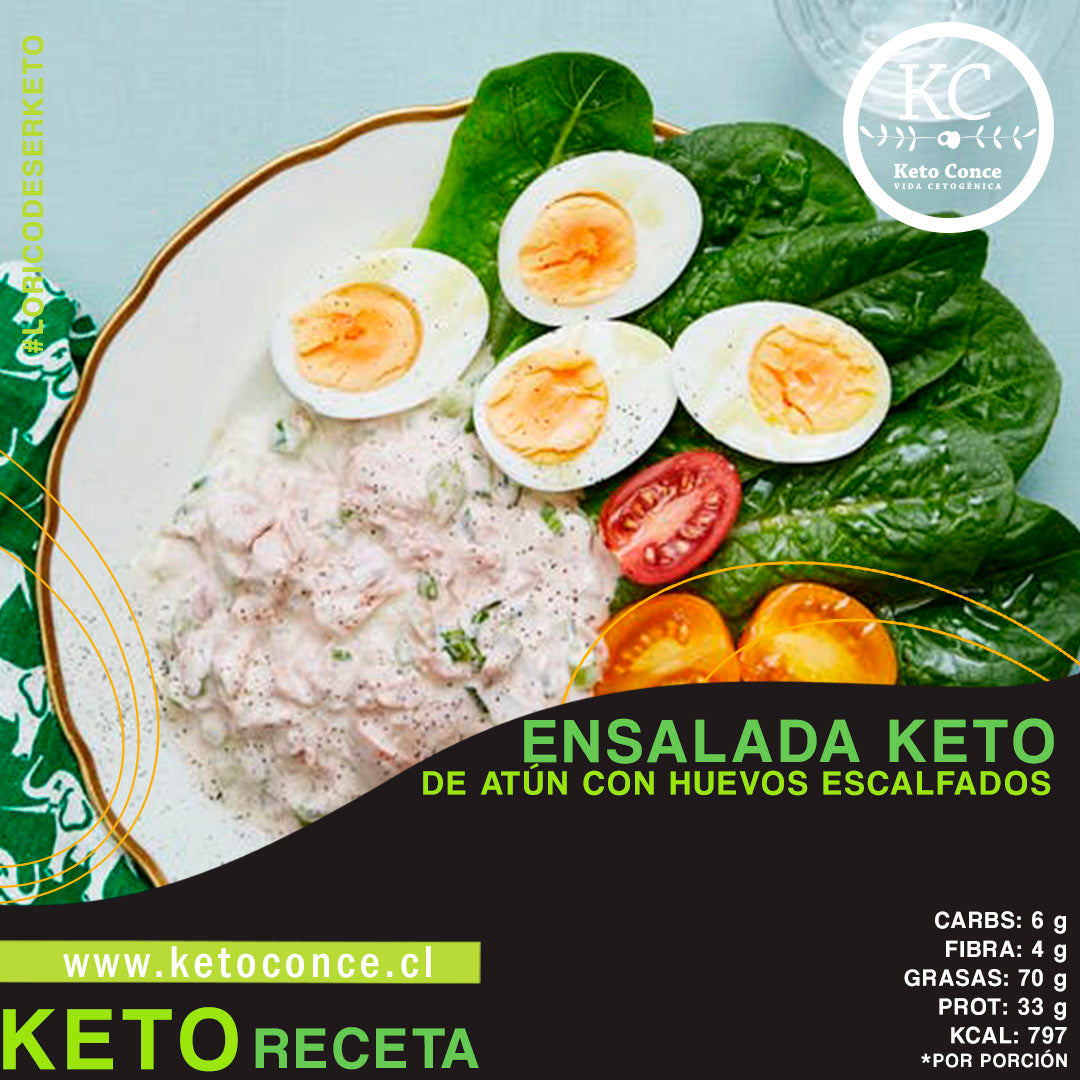 Ensalada keto con atún y  huevo