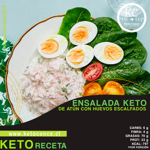 Ensalada keto con atún y  huevo